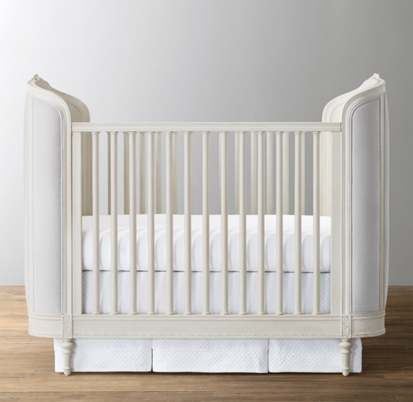 Aveline Upholstered Panel Crib - French White