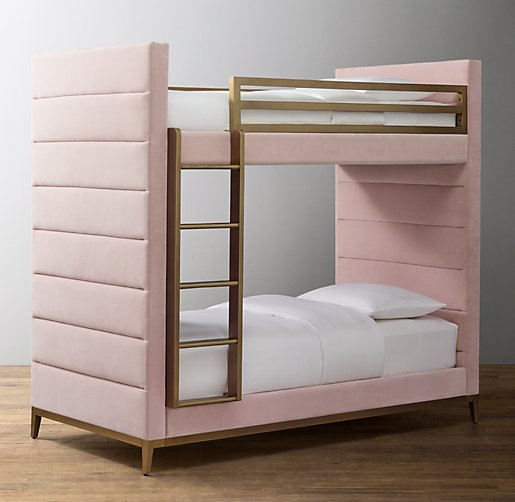 Pfeiffer Channel Upholstered Bunk Bed, Velvet Bunk Beds