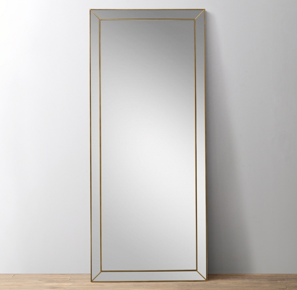 MetalTrimmed Beveled Leaner Mirror Aged Brass