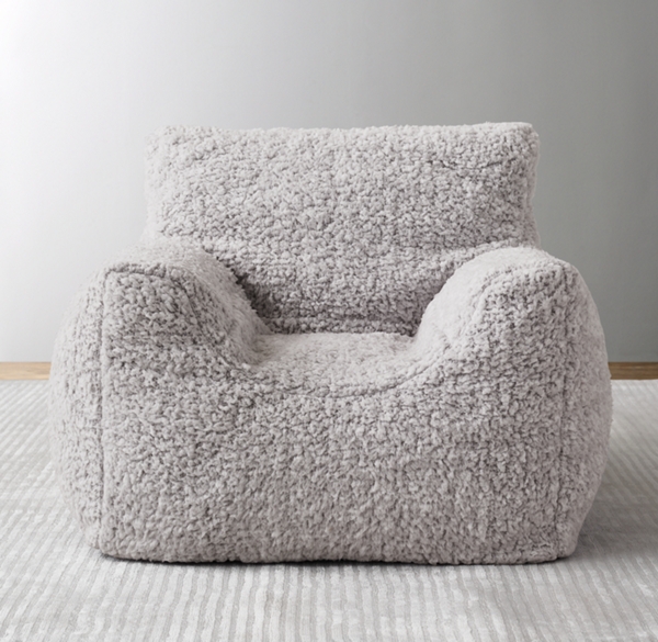 Heathered Sherpa Bean Bag Chair Grey