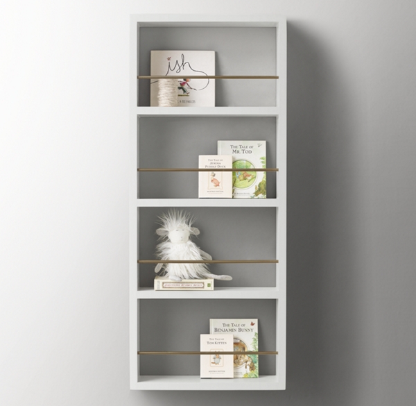 Minimalist Book Display Case 20” Waxed White/Brass