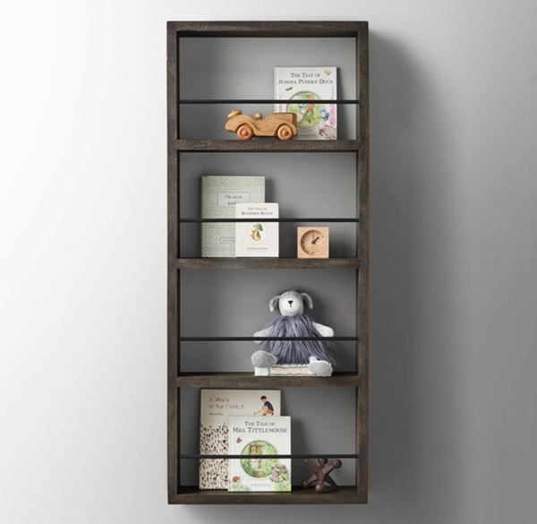 Minimalist Book Display Case 20” Aged Acacia Warm Grey/Aged Steel