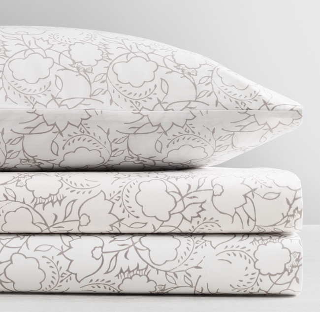 Washed Block Print Percale Sheet Set