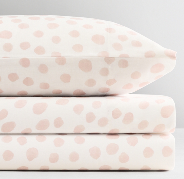 pink polka dot crib sheet