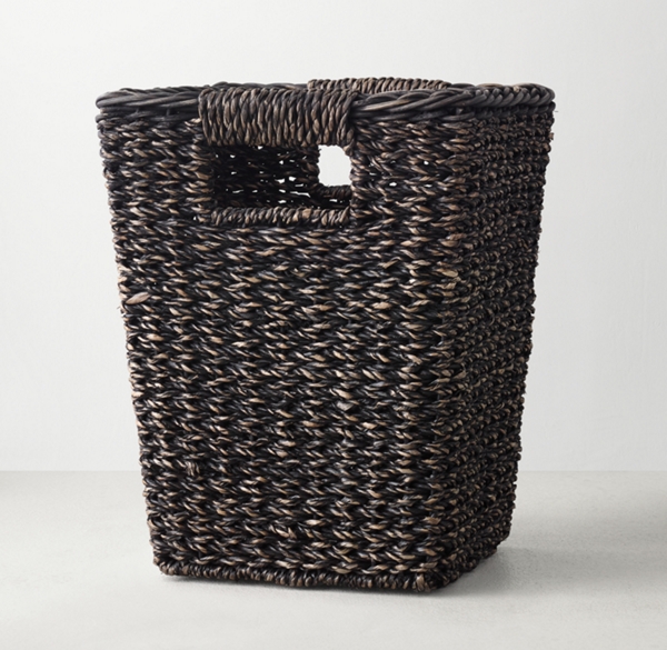 Painted Seagrass Storage Wastebasket Black/Natural
