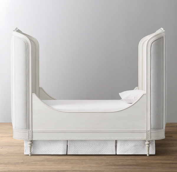 Aveline Upholstered Panel Crib - French White