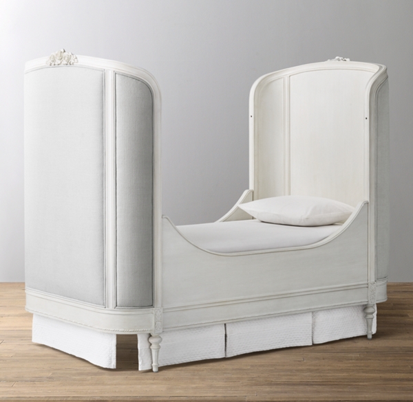Aveline Upholstered Panel Crib - French White