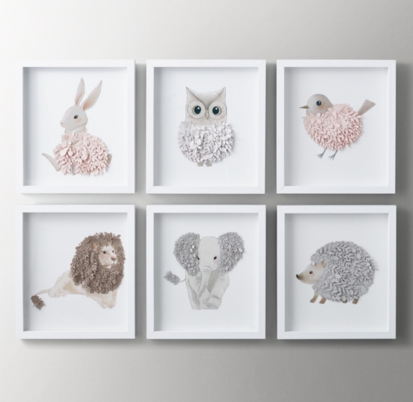 Cut Paper & Watercolor Animal Art Collection