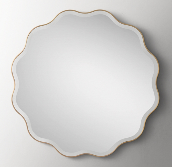 Scalloped Round Mirror - Brass
