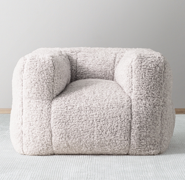 Heathered Sherpa Bean Bag Toddler Club Chair Grey