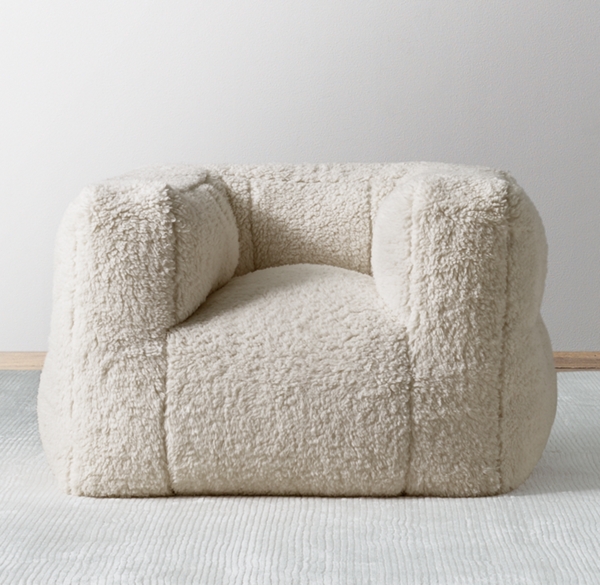 Luxe Sherpa Bean Bag Toddler Club Chair Ivory