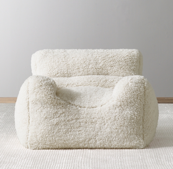 Luxe Sherpa Bean Bag Mini Chair Ivory