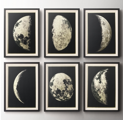 Lunar Phases Foil Art Set Of 6