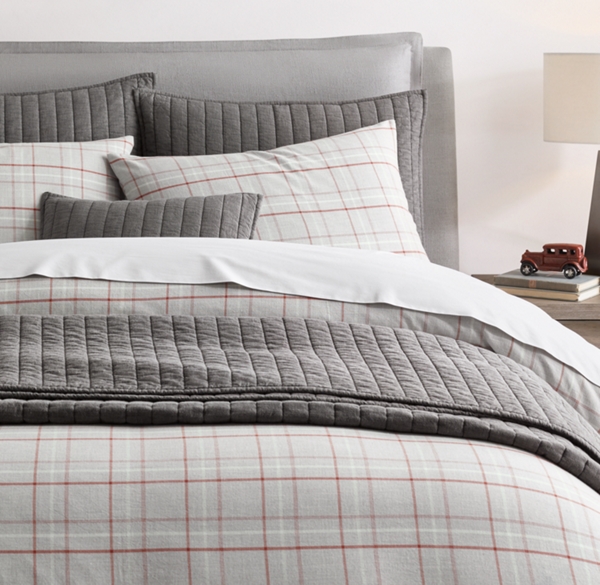 YarnDyed Plaid & VintageWashed Percale Bedding Collection Ash/Rust