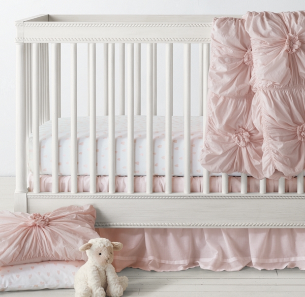 pink and grey nursery bedding