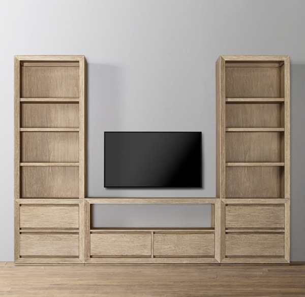 Callum Media Wall Set with Tall Media Bookcase Towers