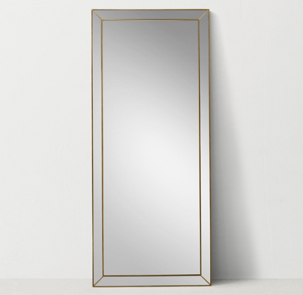 MetalTrimmed Beveled Leaner Mirror Aged Brass