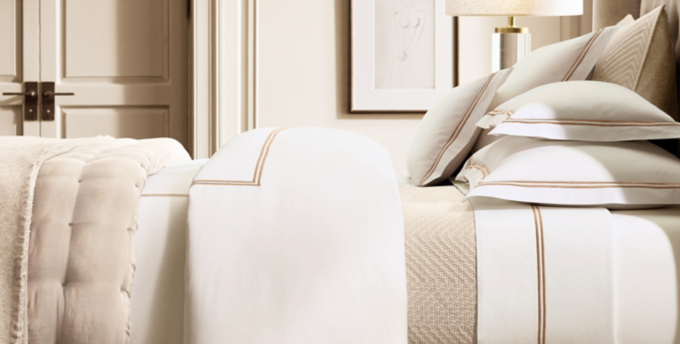 Italian Hotel Satin Stitch White Bedding Collection