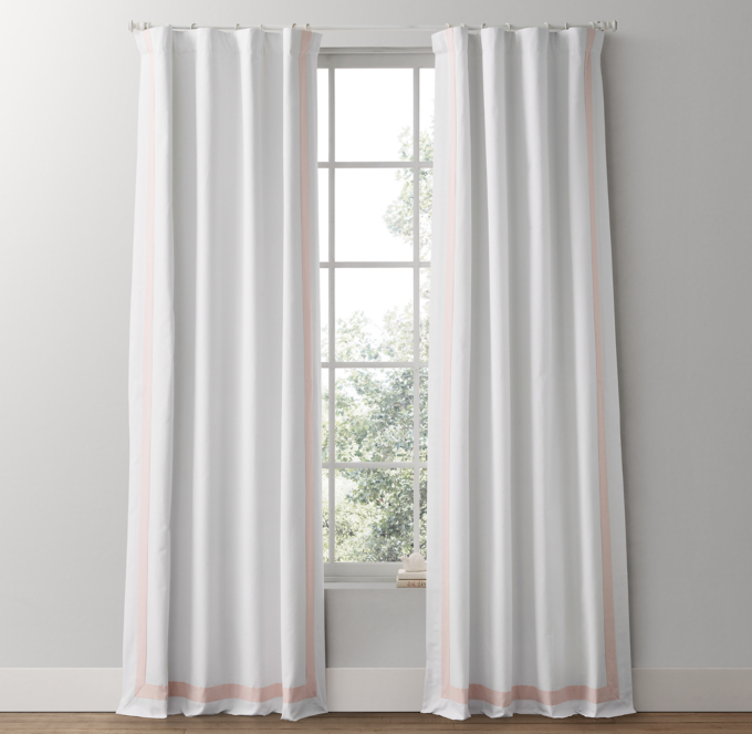 Appliquéd Frame Cotton Canvas Drapery Panel