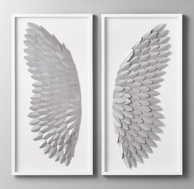 Hand-Folded Paper Angel Wing Art - Pewter | RH Baby & Child