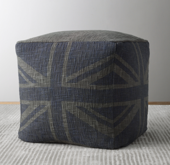 Union Jack Bouclé Pouf Grey/Navy