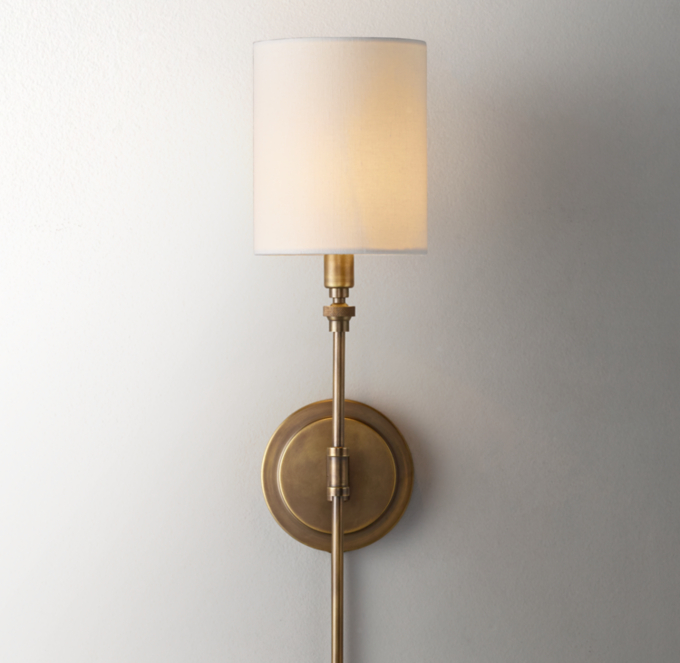 Ellis Swing-Arm Sconce With Shade - Antiqued Brass