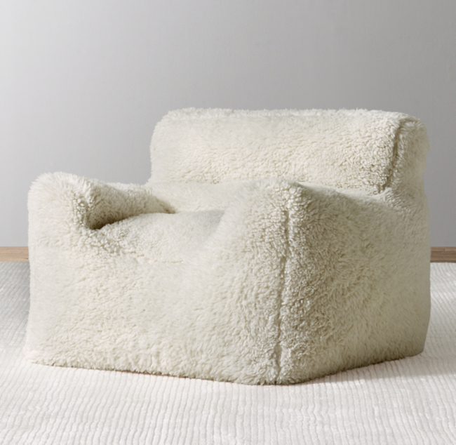 Luxe Sherpa Bean Bag Mini Chair - Ivory