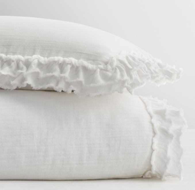 Ruffled Washed Cotton Gauze Duvet Cover